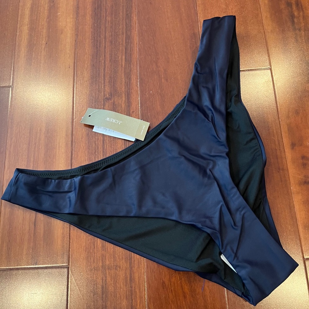 J.Crew Bikini Bottom Swim Navy Blue Solid High Cut BC125 New Size‎ Medium